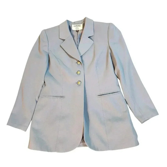 Kasper ASL Skirt Suit Set Womens Sz 6 Petite Green Skirt And Jacket Button Down - Picture 2 of 14
